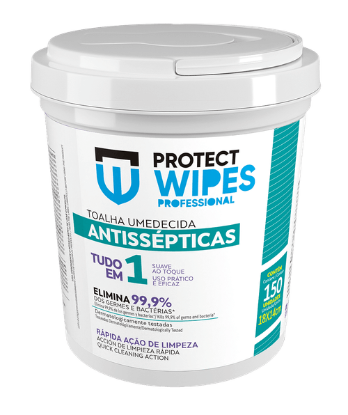 Toalha Umedecida Antisséptico Protect Wipes Balde