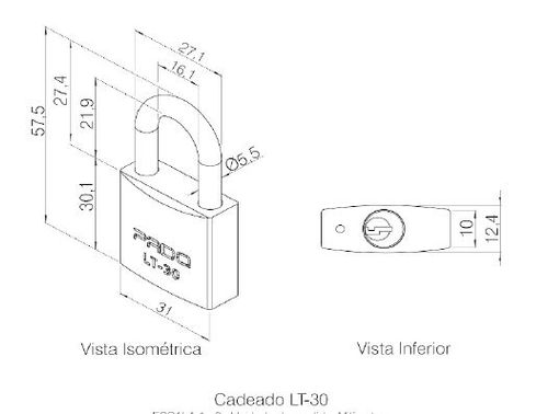 Cadeado Latao Seg Diferente Pado Lt-30 Haste Simples