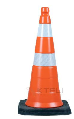 Cone 75cm Refletivo Rigido Base Borracha Kteli