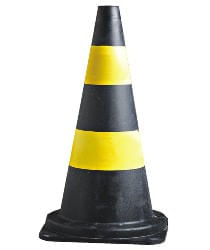 Cone Borracha 50cm Preto Com Faixas Amarelas 50cm Kteli