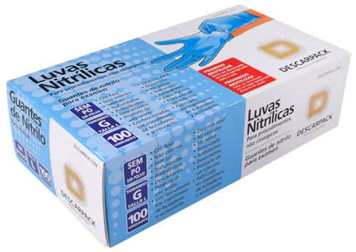 Luva Desc Proc Nitrilica Sem Po 0,08mm Descarpack Powder Free Azul Royal