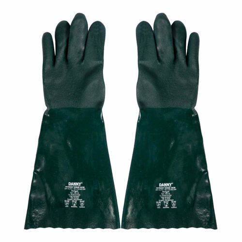 Luva Pvc Forrada Aspera 45cm Danny Petronit Verde Xg//