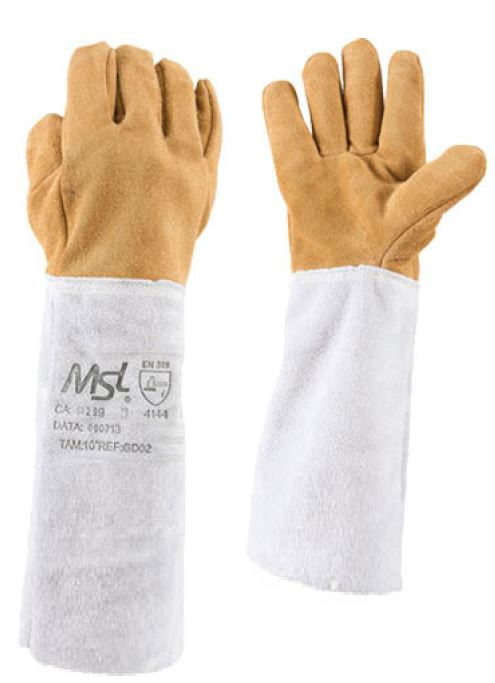 Luva Termica + Couro Thermocouro Forro Feltro Punho Raspa Msl Gold Gd02